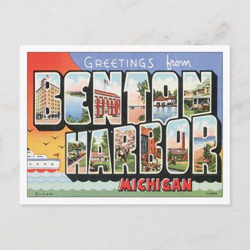 Vintage Benton Harbor Michigan USA Postcard
