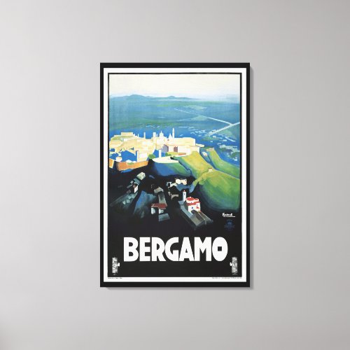 Vintage Bergamo Italy Landscape Travel Print