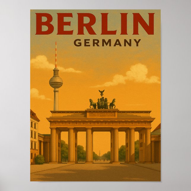 Vintage Berlin Germany Travel Artwork Poster (Front)