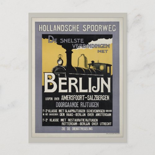 Vintage Berlin Germany Vintage Train Travel Postcard