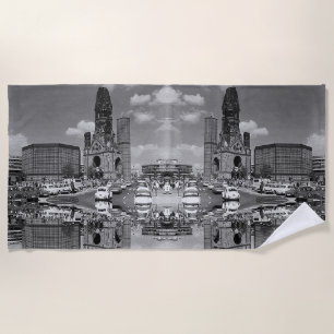 Vintage Berlin Kaiser Wilhelm Memorial church Magn Beach Towel