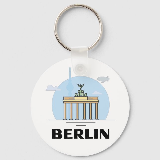Vintage Berlin Skyline Art   Keychain (Front)