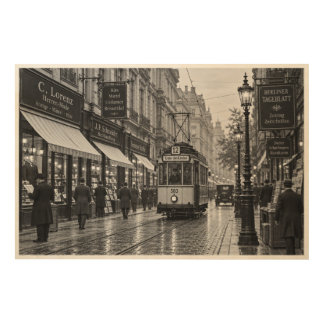 Vintage Berlin Tram – Black and White Old German S Wood Wall Art