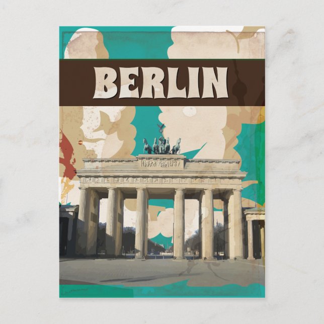 Vintage Berlin Travel Poster print Postcard (Front)