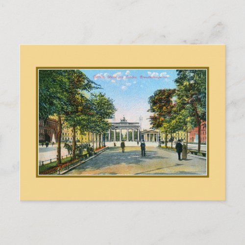 Vintage Berlin Unter Den Linden Brandenburg gate Postcard