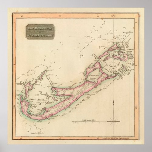 Vintage Bermuda Map 1816 Poster
