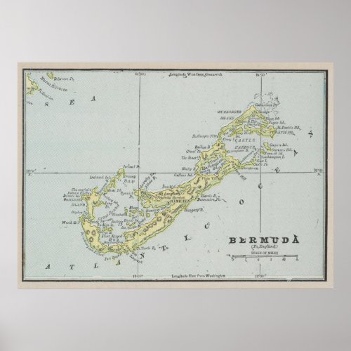 Vintage Bermuda Map 1901 Poster
