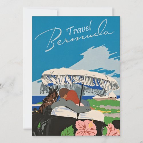 Vintage Bermuda Travel Art Ilustration Card