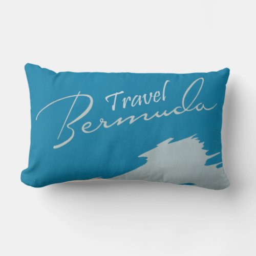 Vintage Bermuda Travel Art Ilustration Lumbar Pillow