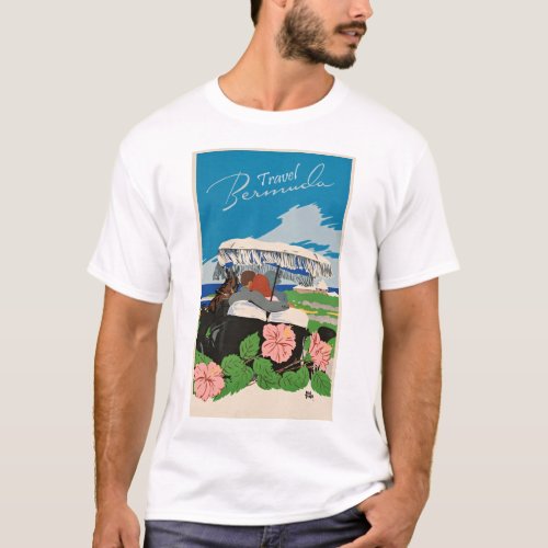 Vintage Bermuda Travel Art Ilustration T_Shirt