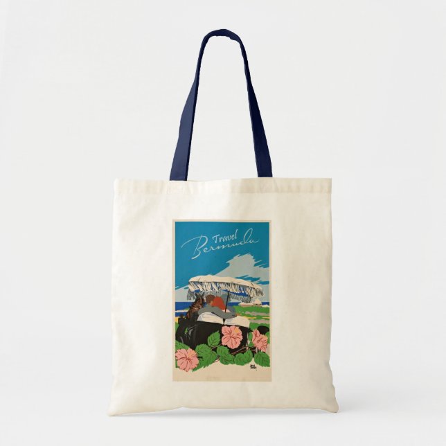 Vintage Bermuda Travel Art Ilustration Tote Bag (Front)