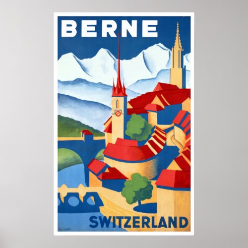 Vintage Berne Switzerland Travel Poster