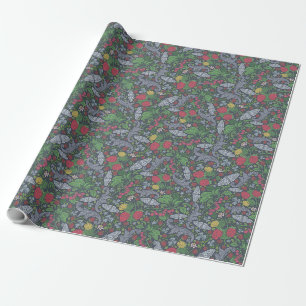 Vintage Berries Butterflies Marigold Carnations Wrapping Paper