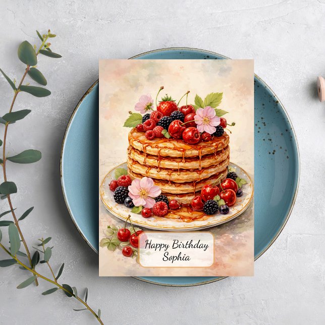Vintage Berry Pancake Stack Card (Creator Uploaded)