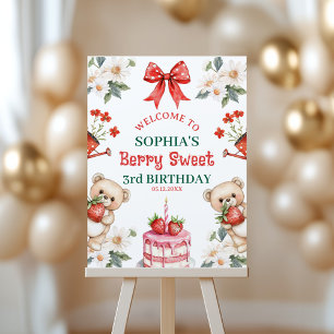 Vintage Berry Sweet 3rd Birthday Welcome Foam Board