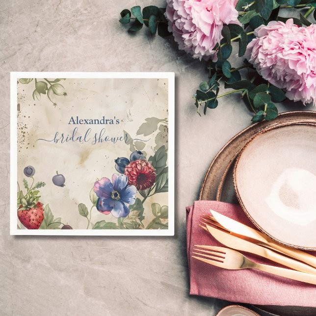 Vintage Berry Sweet Strawberry Bridal Shower  Napkins (Creator Uploaded)