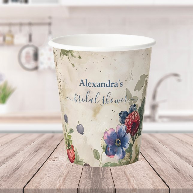 Vintage Berry Sweet Strawberry Bridal Shower  Paper Cups (Creator Uploaded)