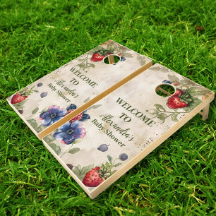 Vintage Berry Sweet Wild Berries Baby Shower Cornhole Set