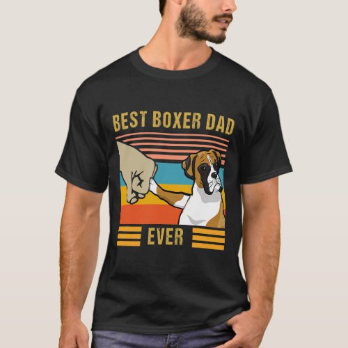 Vintage Best Boxer Dad Ever Dog Lovers Fathers T_Shirt