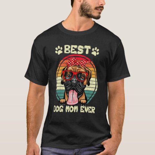 Vintage Best Boxer Mom Ever Dog Mama  Mothers Day T_Shirt