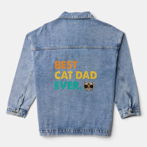 Vintage Best Cat Dad Daddy Retro 1  Denim Jacket