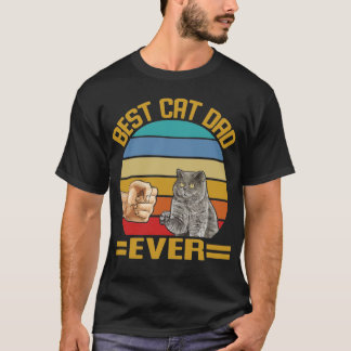 Vintage Best Cat Dad Ever British shorthair Cats T-Shirt