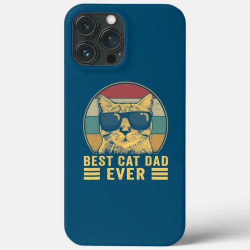 Vintage Best Cat Dad Ever Bump Fit Funny Fathers iPhone 13 Pro Max Case