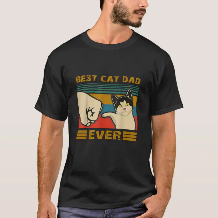 Best Cat Dad Ever Vintage Men's T-Shirt Father's Day Gift Tee Pet Lover Shirt 