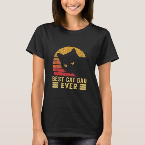 Vintage Best Cat Dad Ever Bump  T_Shirt