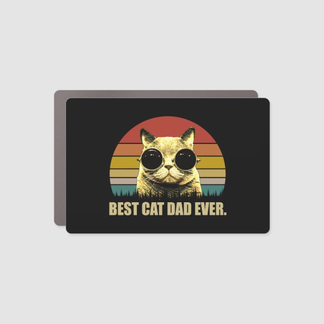 Vintage Best Cat Dad Ever Car Magnet (Front)