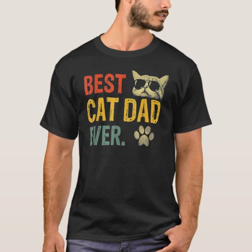 Vintage Best Cat Dad Ever Cat Daddy T_Shirt