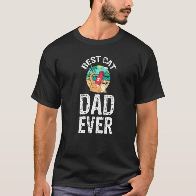 Vintage Best Cat Dad Ever Cat   T-Shirt (Front)