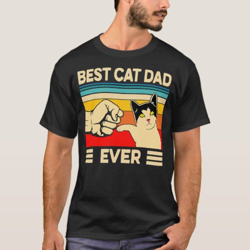 Vintage Best Cat Dad Ever Funny Cat Daddy Father T_Shirt