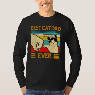 Vintage Best Cat Dad Ever   Funny Cat Daddy Father T-Shirt