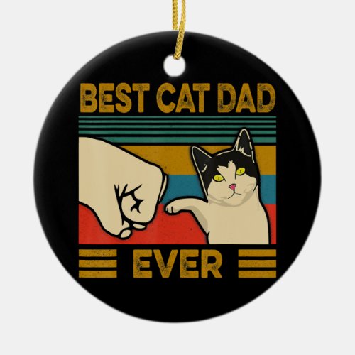 Vintage Best Cat Dad Ever Funny Cat Daddy Gift Men Ceramic Ornament