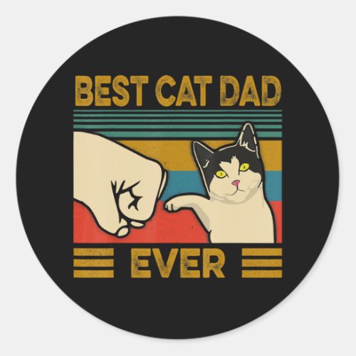 Vintage Best Cat Dad Ever Funny Cat Daddy Gift Men Classic Round Sticker