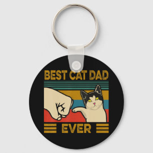 Vintage Best Cat Dad Ever Funny Cat Daddy Gift Men Keychain