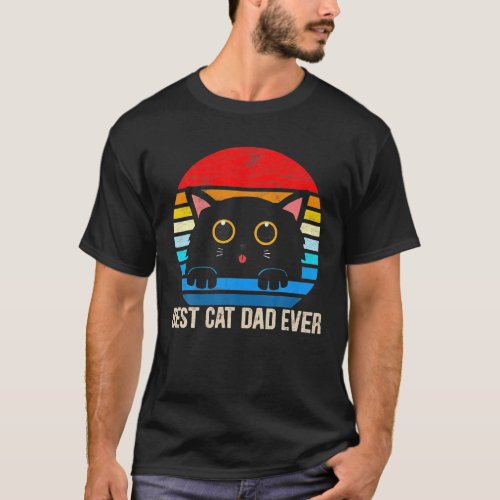 Vintage Best Cat Dad Ever Gift Cat Dad Daddy T_Shirt
