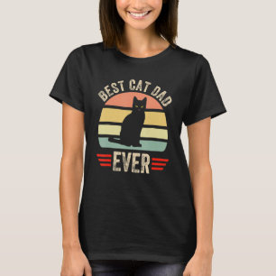Vintage Best Cat Dad Ever Glasses Retro Fathers Da T-Shirt