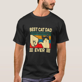 Vintage Best Cat Dad Ever Men Bump Fit Father Day T-Shirt