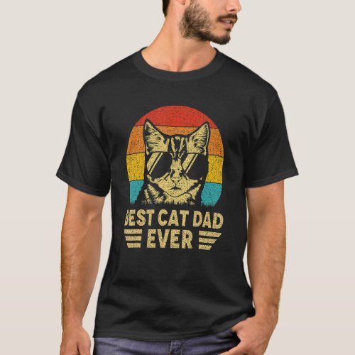 Vintage Best Cat Dad Ever Retro Fathers Day  For C T_Shirt