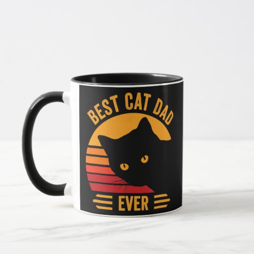Vintage Best Cat Dad Ever Retro Fathers Day Gift Mug