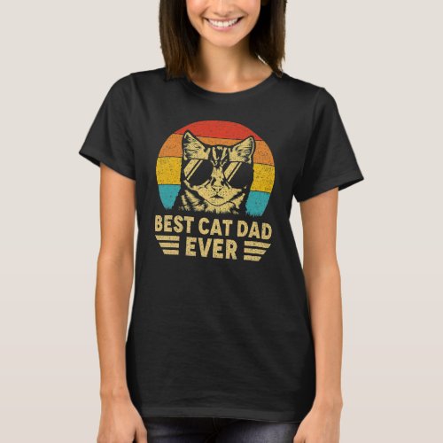 Vintage Best Cat Dad Ever Retro Fathers Day Gift T_Shirt