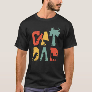 Vintage Best Cat Dad Pet Cat  Happy Father's Day T-Shirt
