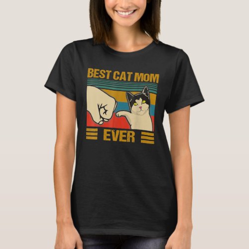 Vintage Best Cat Mom Ever Bump Fit Retro Gift T_Shirt