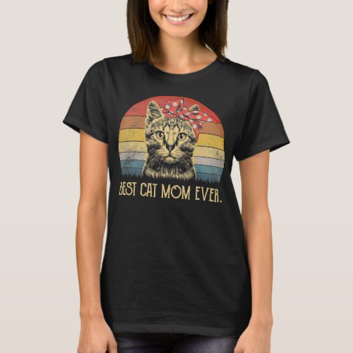 Vintage Best Cat Mom Ever Cat Mother Day  T_Shirt