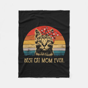 Vintage Best Cat Mom Ever Fun Mother's Day Cat Mom Fleece Blanket