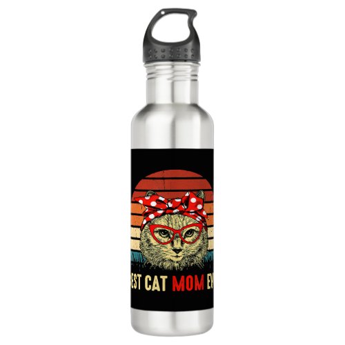 Vintage Best Cat Mom Ever Happy Mother s Day Gift Stainless Steel Water Bottle