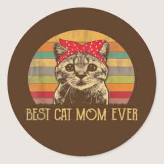 Vintage Best Cat Mom Ever Mother's Day Gift  Classic Round Sticker