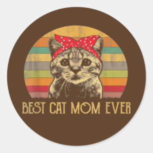 Vintage Best Cat Mom Ever Mother's Day Gift Classic Round Sticker